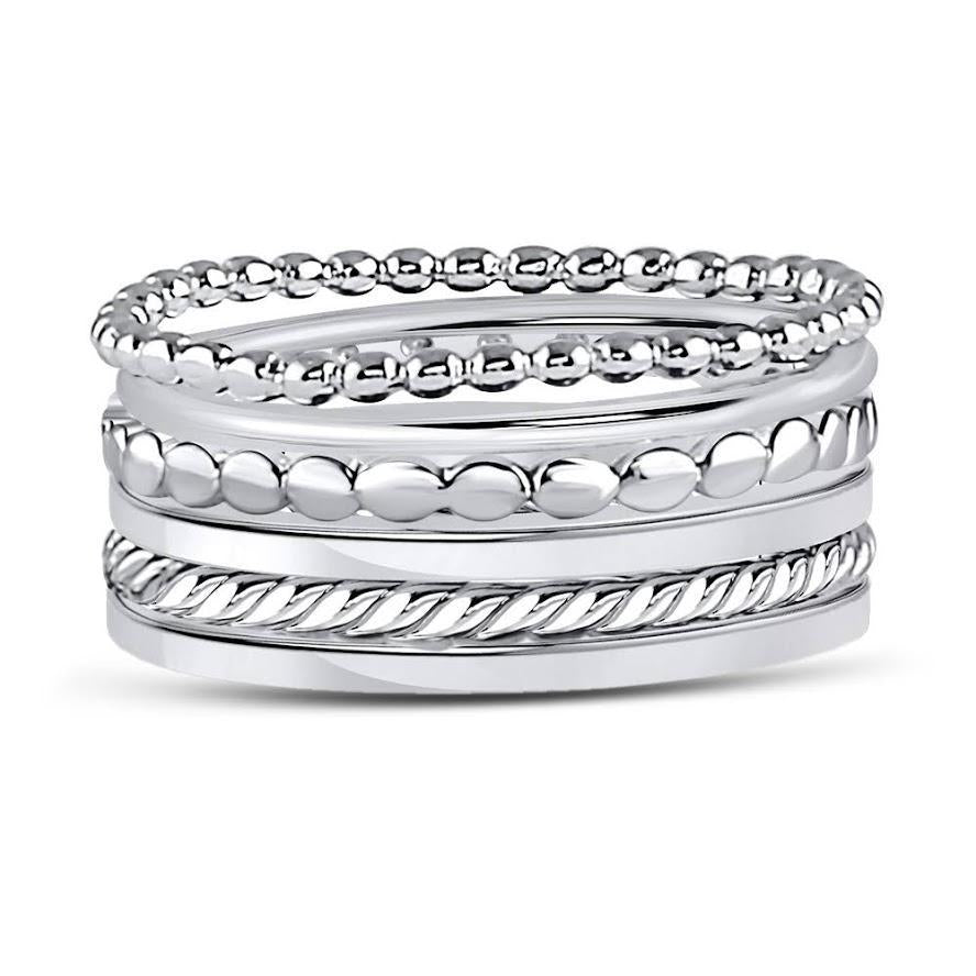 Sterling Silver Twisting Ring Stack Set of 3