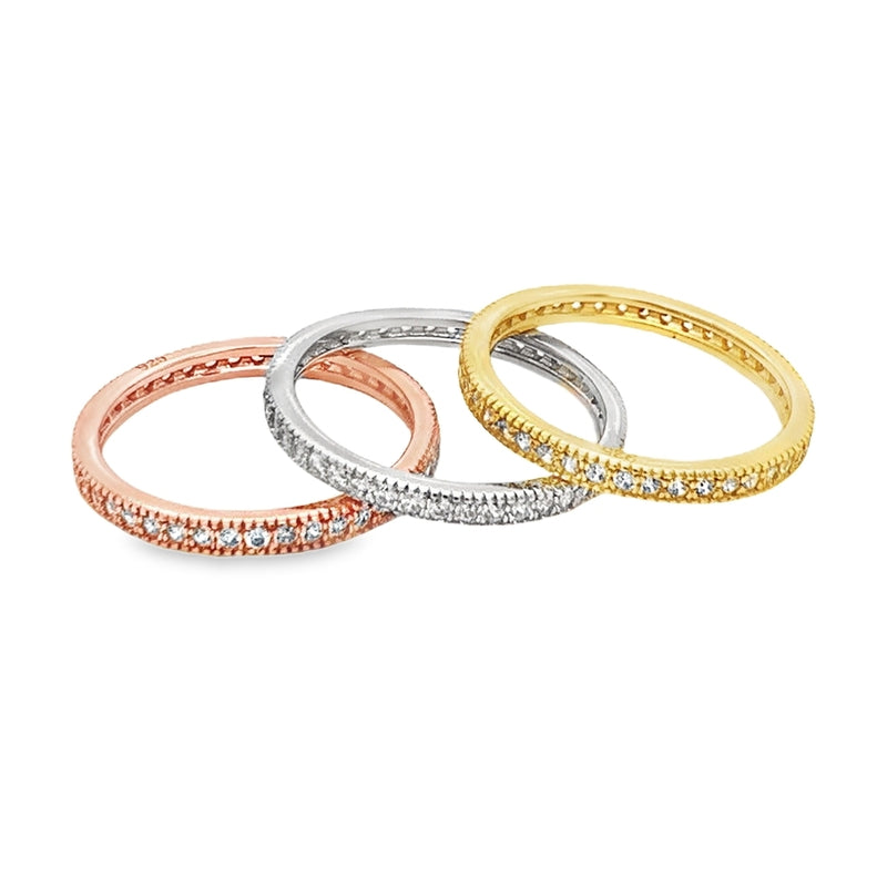 Trendy Tri-Color Sterling Silver Stackable Rings