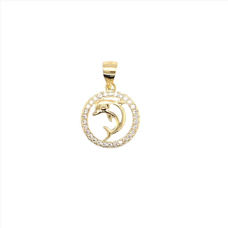 Sterling Silver CZ Dolphin Pendant