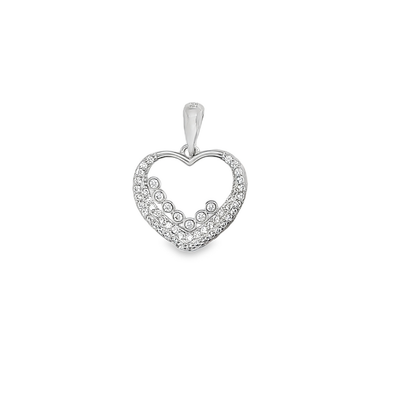 Sterling Silver CZ Cut-Out Heart Pendant