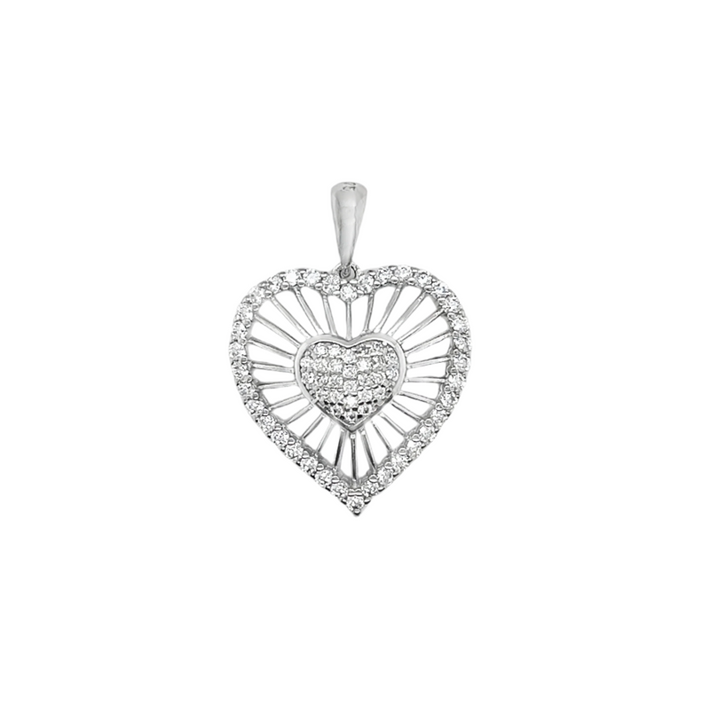 Sterling Silver CZ Heart Pendant