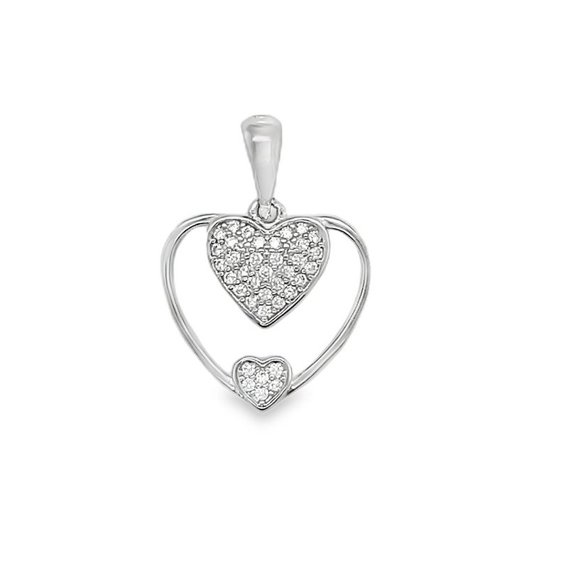 Sterling Silver Cz Heart Pendant