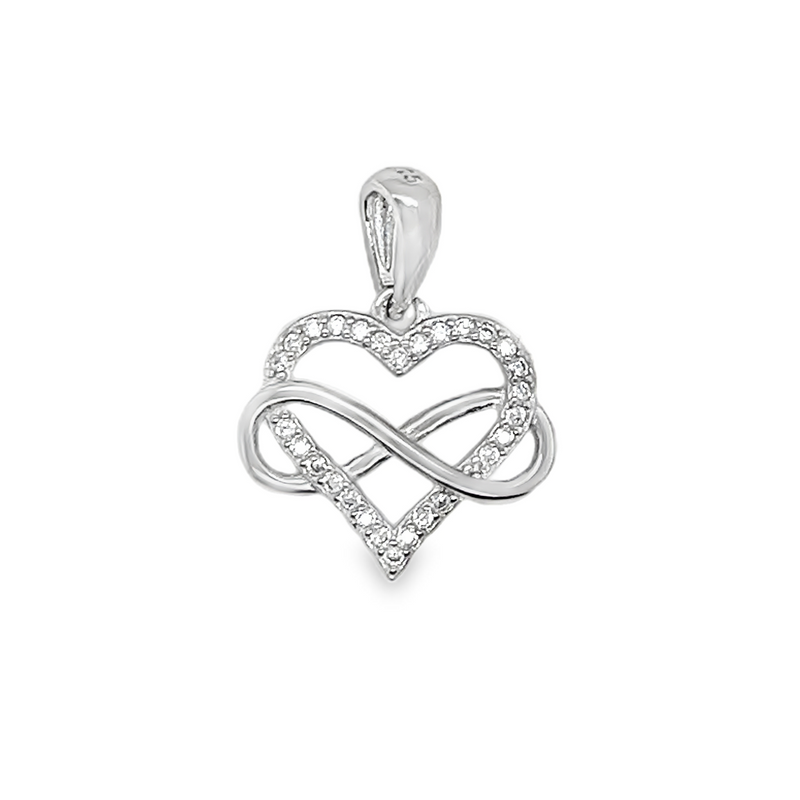 Sterling Silver CZ Heart Infinity Pendant