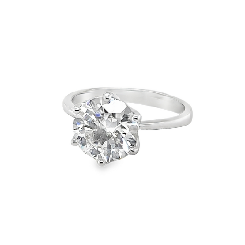 Sterling Silver Moissanite 3.6 CTW Solitaire Engagement Ring -