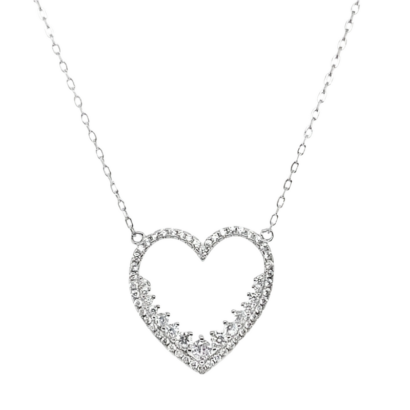 Sterling Silver CZ Heart Necklace