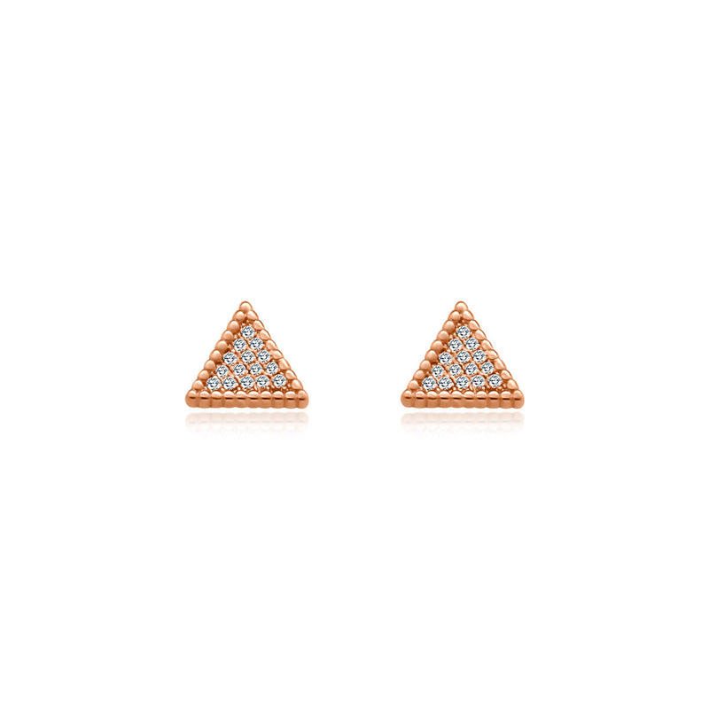 Sterling Silver CZ Triangle Beaded Studs