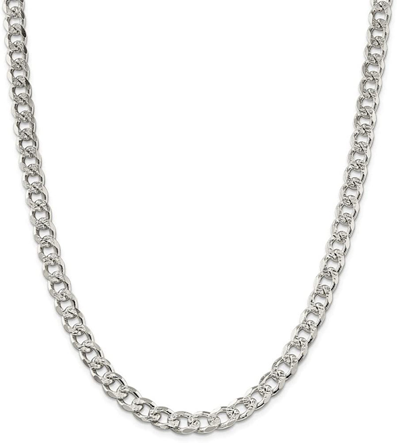 Sterling Silver Italian Double Curb Pave Chain 120 Gauge