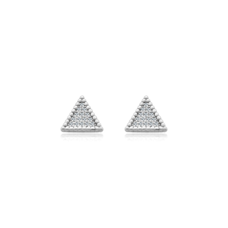 Sterling Silver CZ Triangle Beaded Studs