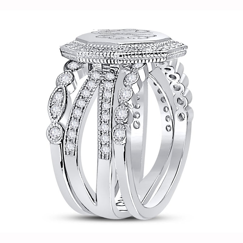 Elegant Engravable Sterling Silver Octagon Stackable Ring