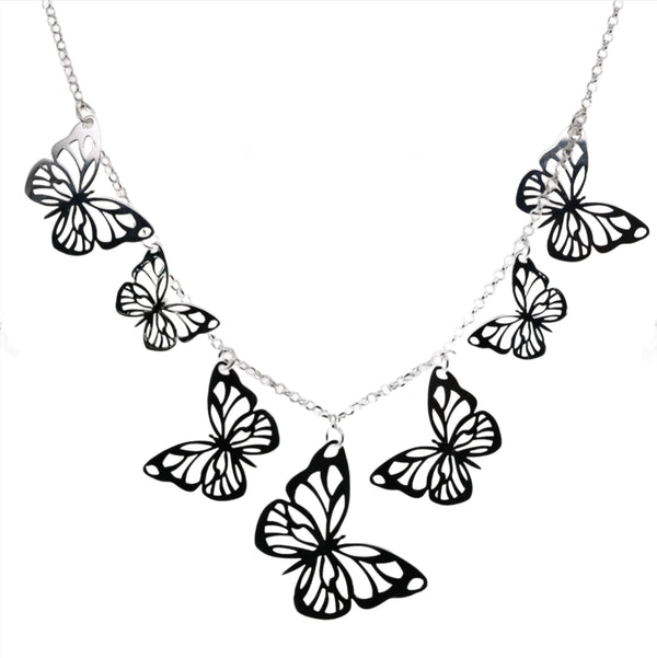 Sterling Silver Butterfly Station Necklace