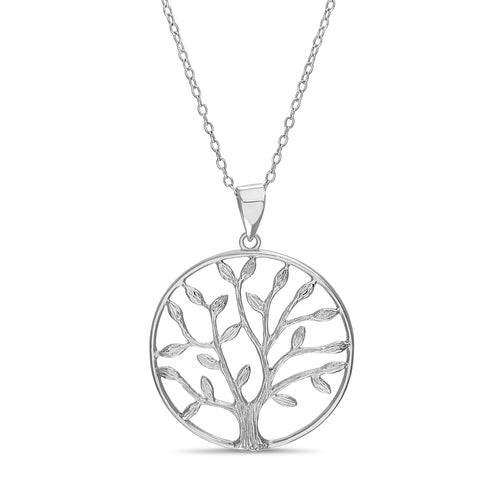 Sterling Silver Round Tree Of Life Necklace