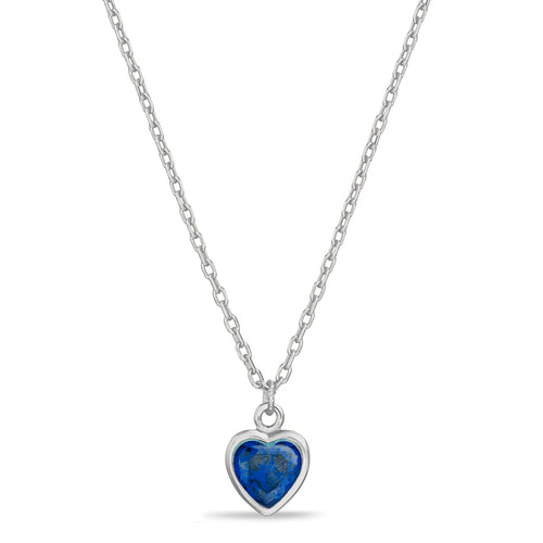 Sterling Silver CZ Sapphire Heart Necklace