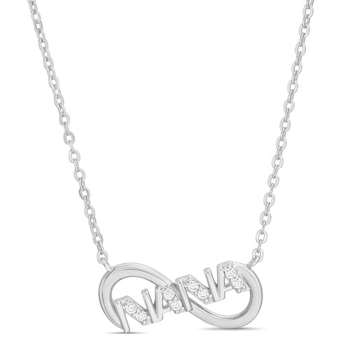 Sterling Silver CZ "NANA" Infinity Necklace