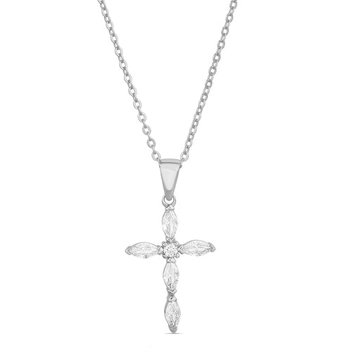 Sterling Silver CZ Cross Necklace