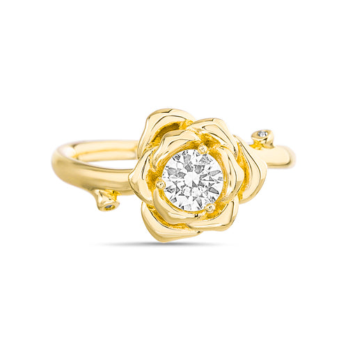 Sterling Silver Gold Plated CZ Rose Ring