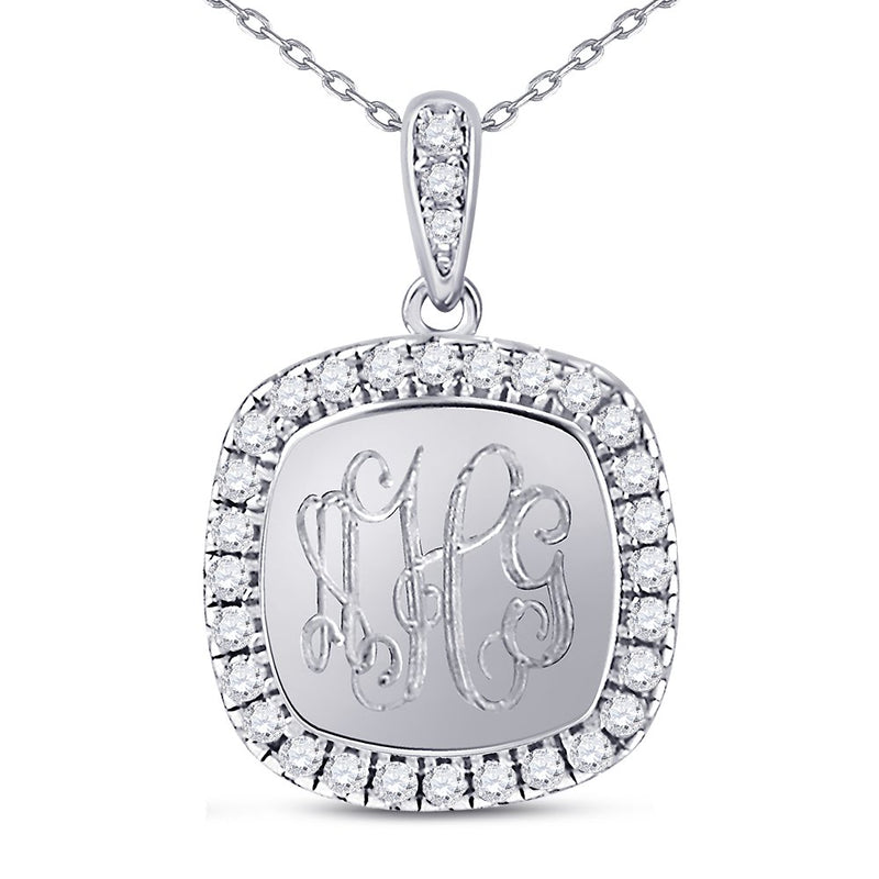 Engravable Sterling Silver Square Around the CZ Pendant Necklace