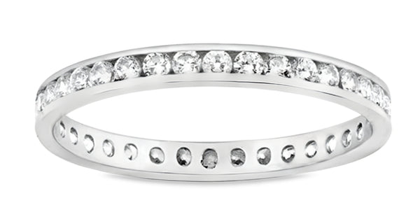 Sterling Silver Moissanite Pave Eternity Band