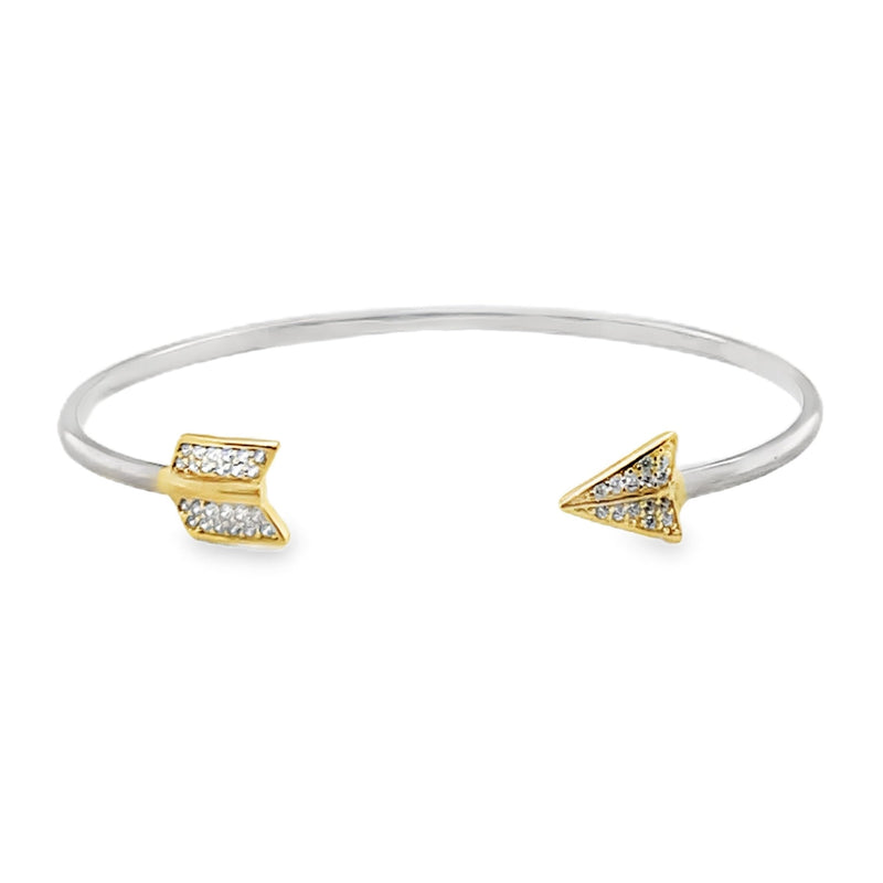 925 Sterling Silver Arrow Double Color Open Bangle