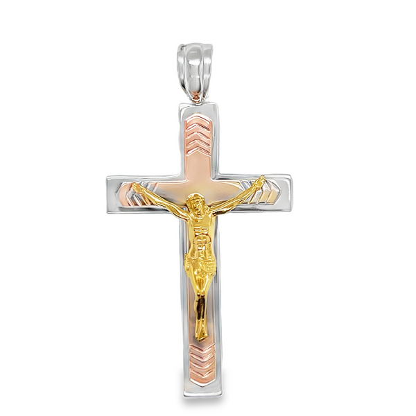 925 Sterling Silver Tri-tone Cross