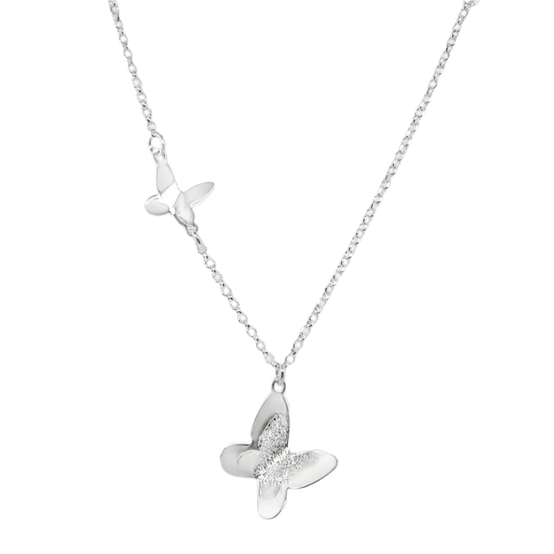 Sterling Silver Two Butterfly Necklace