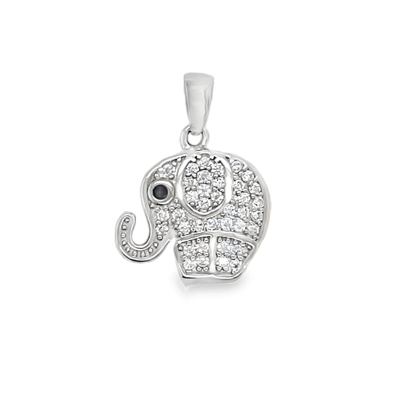 Sterling Silver CZ Elephant Pendant