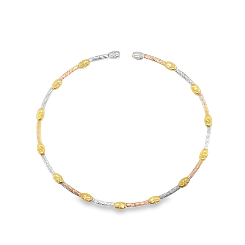 Tri-Colored Bead Open Bangle