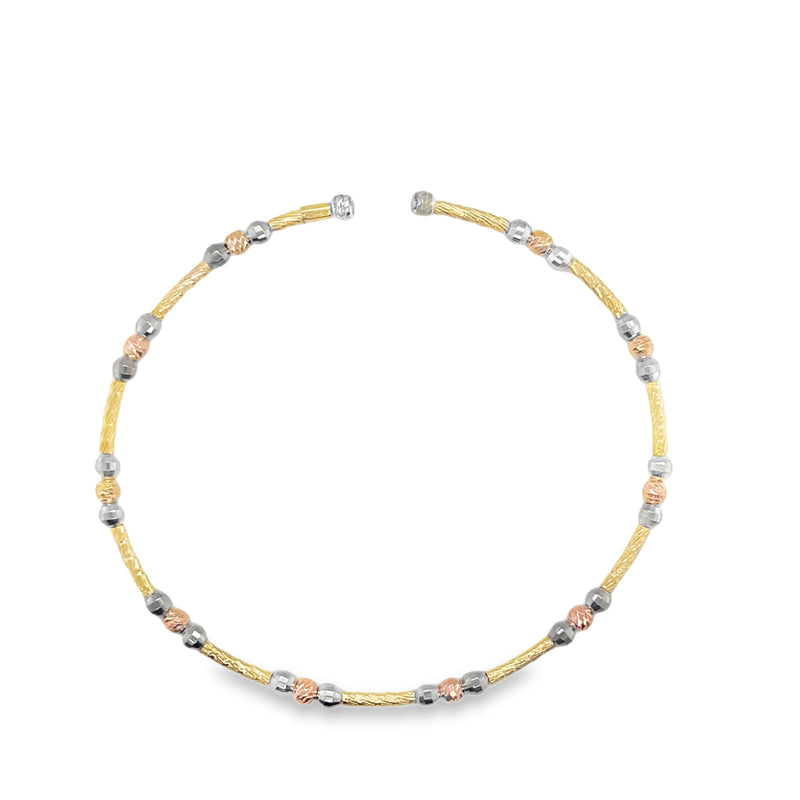 Tri-Colored Bead Open Bangle