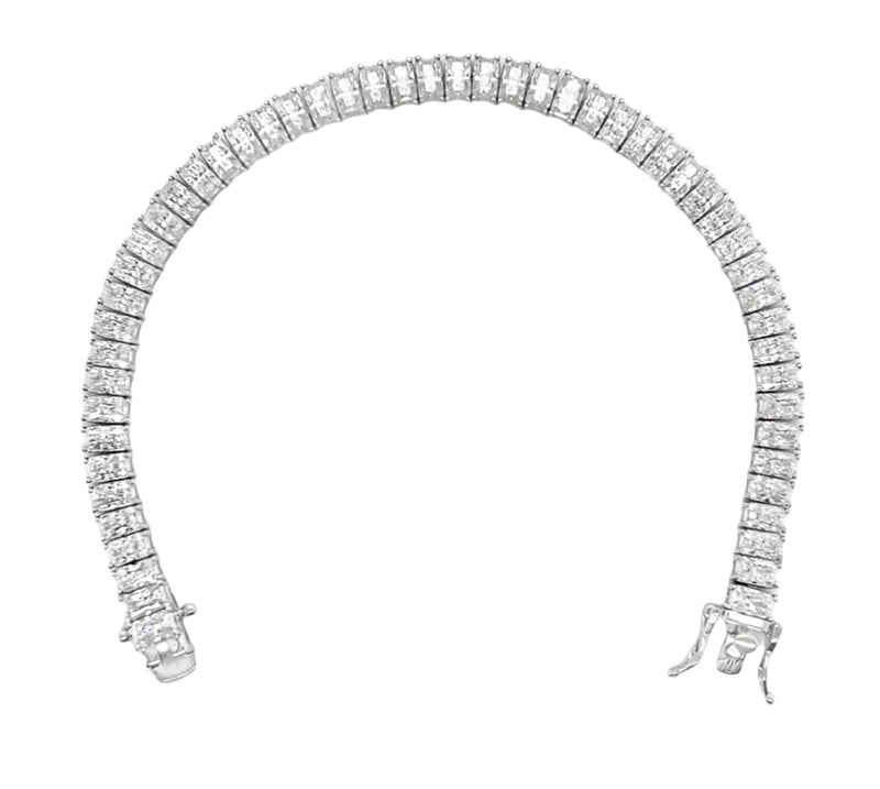 Sterling Silver Moissanite Emerald Cut Tennis Bracelet (7")