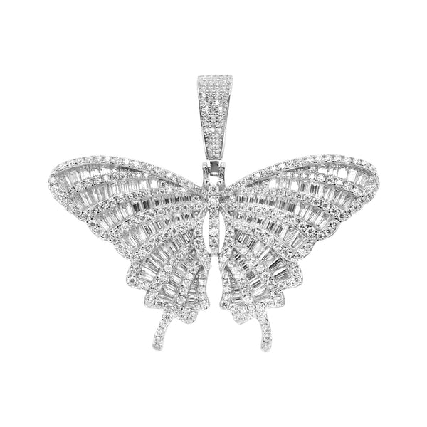 Sterling Silver Moissanite Large Butterfly Pendant