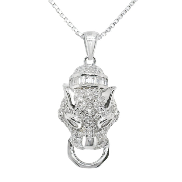 Sterling Silver Moissanite Jaguar Pendant  ( Chain Not Included )