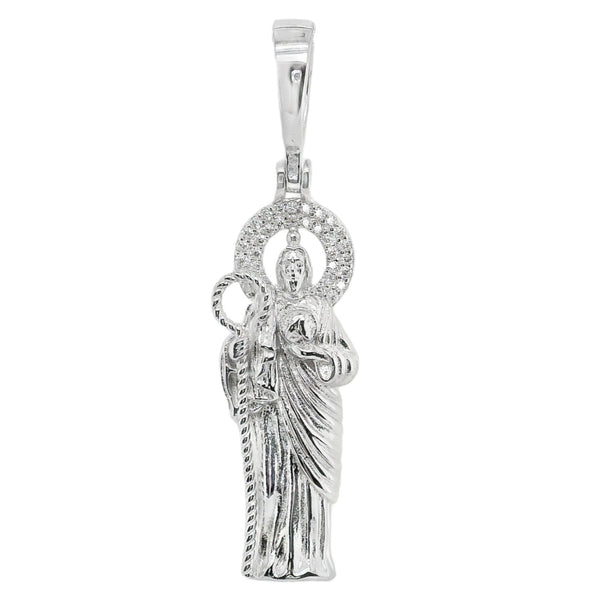 Sterling Silver Moissanite Saint Jude Pendant