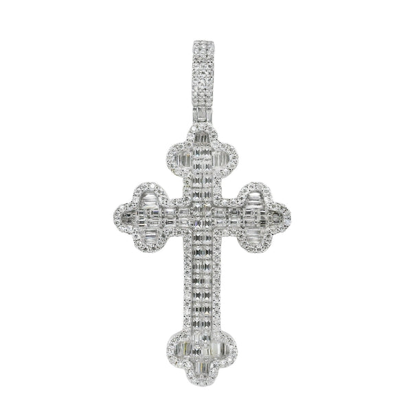 Sterling Silver Moissanite Large Cross Pendant