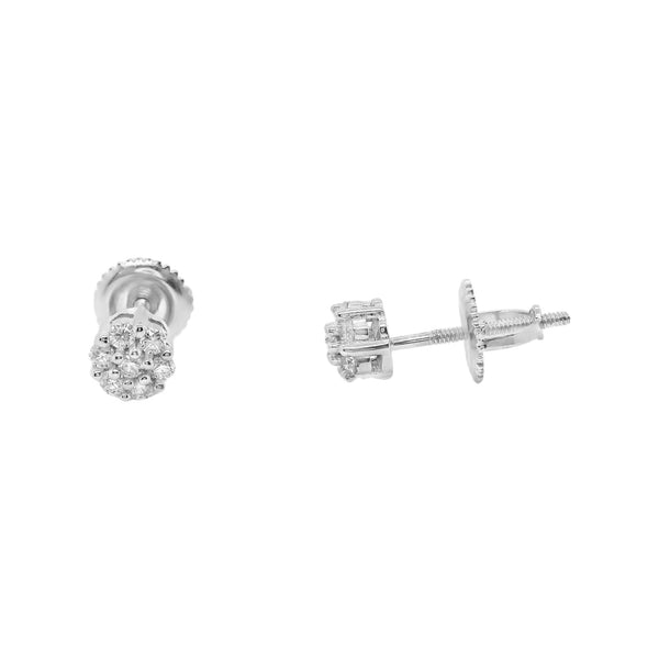 Sterling Silver Moissanite Pave Round Screwback Earrings (5mm)