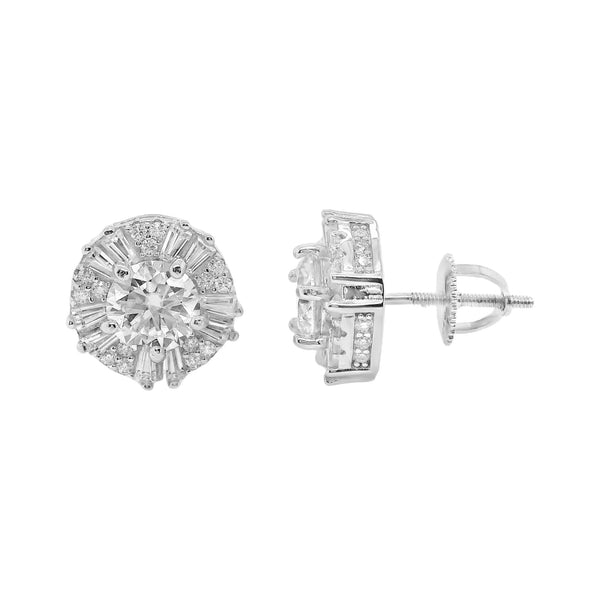 Sterling Silver Moissanite Round Screwback Earrings (11mm)