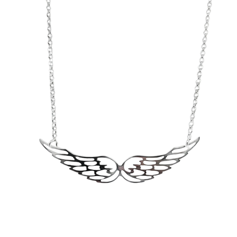 Sterling Silver Angel Wings Cut-Out Necklace