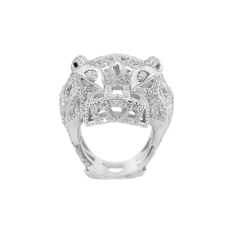 Sterling Silver Moissanite Jaguar Cut-Out Men's Ring