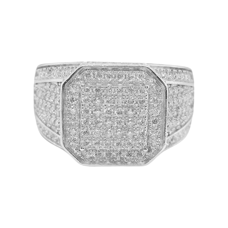 Sterling Silver Moissanite Pave Octagon Men's Ring