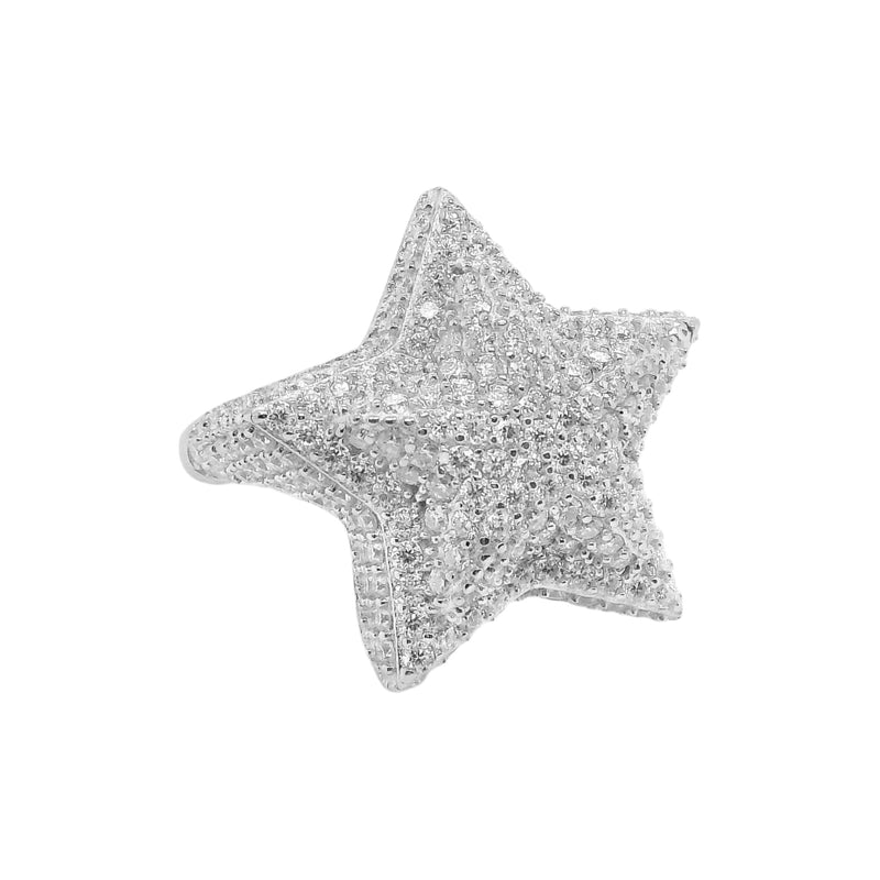 Sterling Silver Moissanite Pave Star Men's Ring