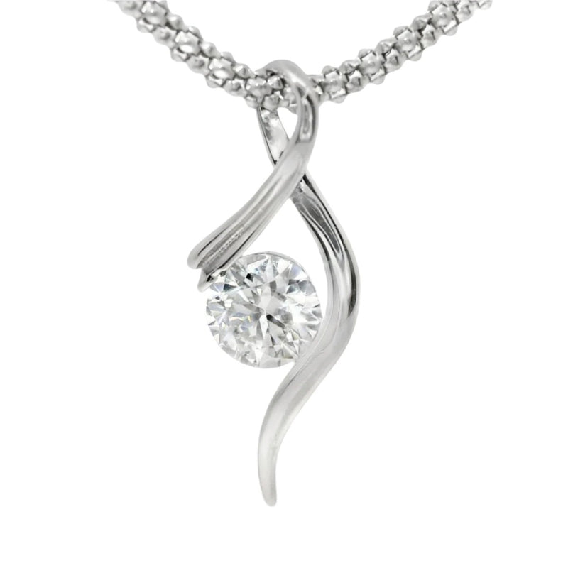 Sterling Silver Moissanite Ribbon Pendant ( Chain not included )