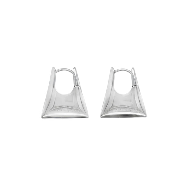 Sterling Silver Puffed Triangle Hoop Earrings