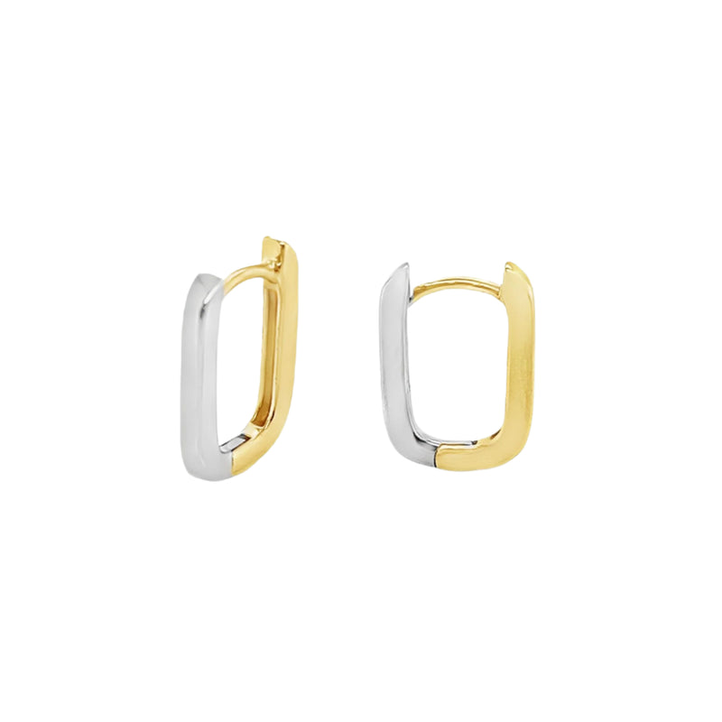 Sterling Silver Two Tone Ovular Hoops