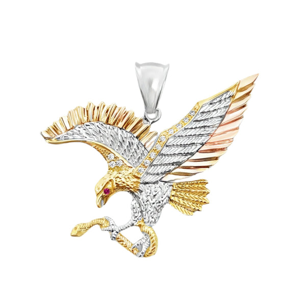 925 Sterling Silver Tri-tone Eagle Pendant