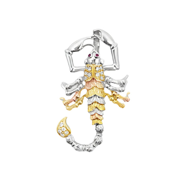 925 Sterling Silver Tri-tone Scorpion Pendant