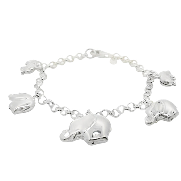 Sterling Silver Elephant Charm Bracelet