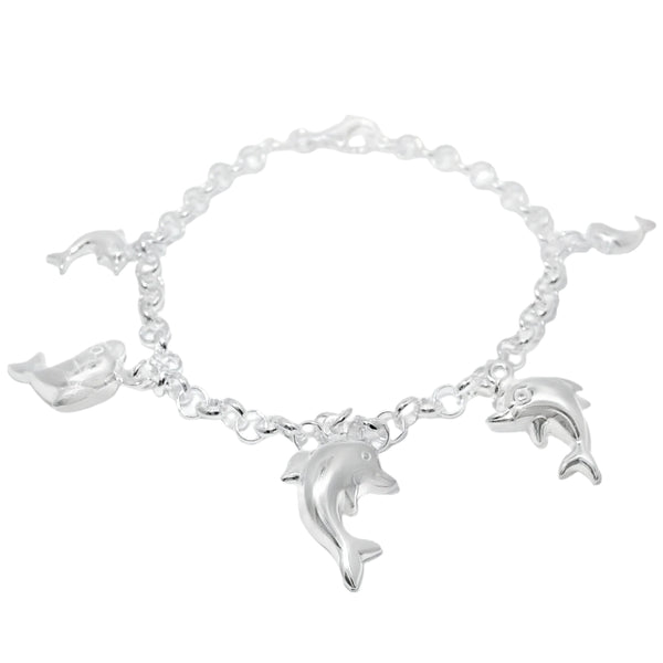 Sterling Silver Dolphin Charm Bracelet