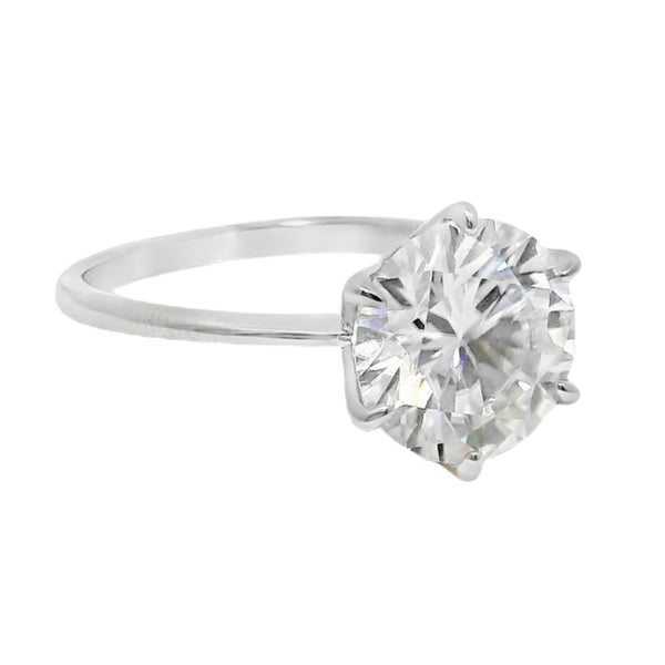 Sterling Silver 4.0CT Round Solitaire Moissanite Ring