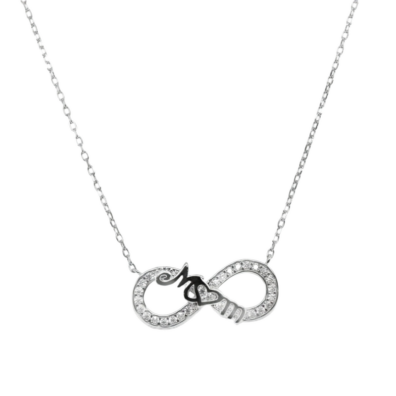 Sterling Silver CZ Infinity "Mom" Heart Necklace