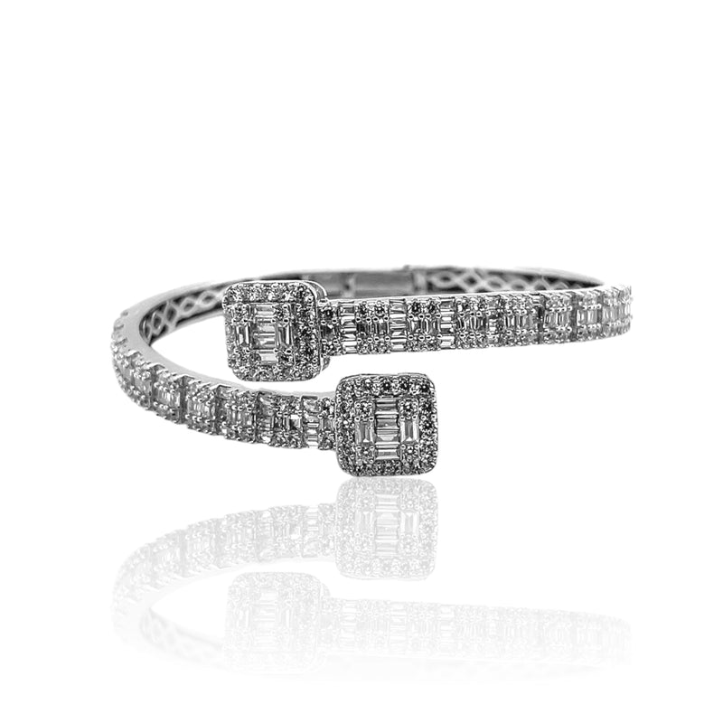 Sterling Silver Fancy Baguette CZ Bangle