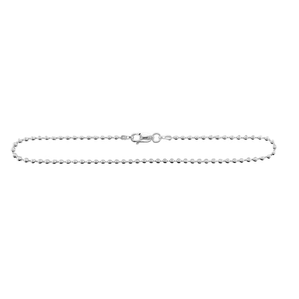 Sterling Silver Beaded Anklet (9")