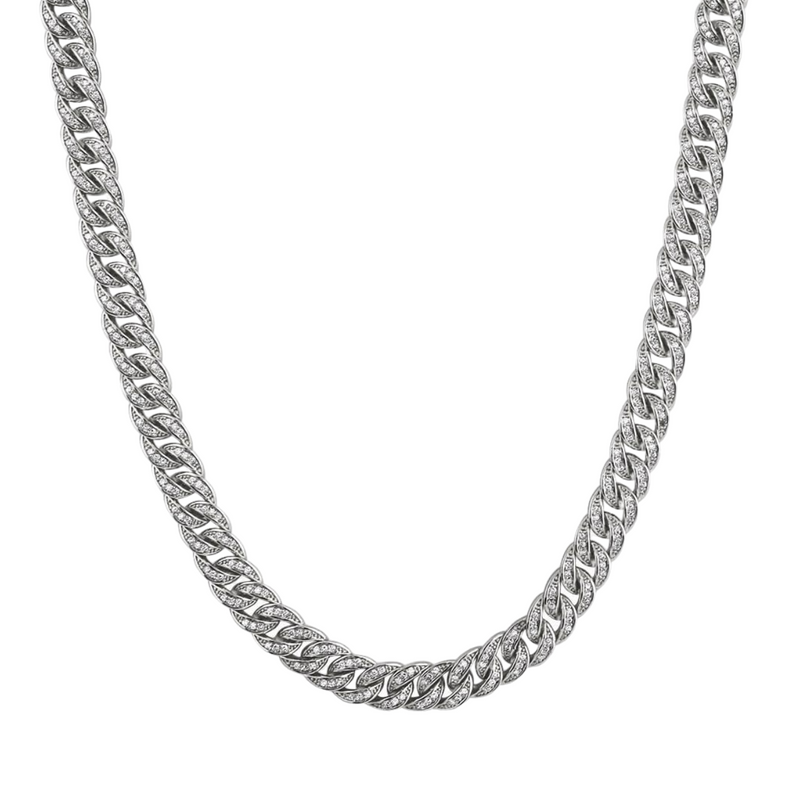 Sterling Silver Moissanite Cuban Chain